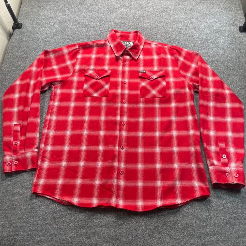 Dixxon Flannel Company Shirt Mens XL Tall Red White Plaid D-Tech Button Down